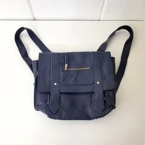 VereVerto leather backpack. Navy blue. VereVerto Navy Blue Italian 100% Genuine Leather Convertible  main image 3